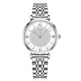 Gypsophila Diamond Design Women Watches Fashion Silver Round Dial Stainless Steel Band Quartz Wrist Watch Gifts relogiosfeminino