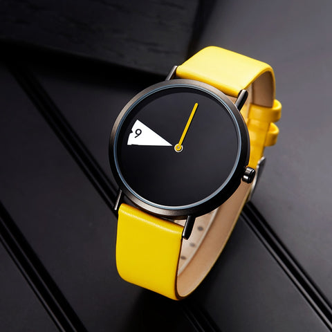 Sinobi Women Watch Creative Wristwatch Lady Clock Rotate Yellow Leathe ...
