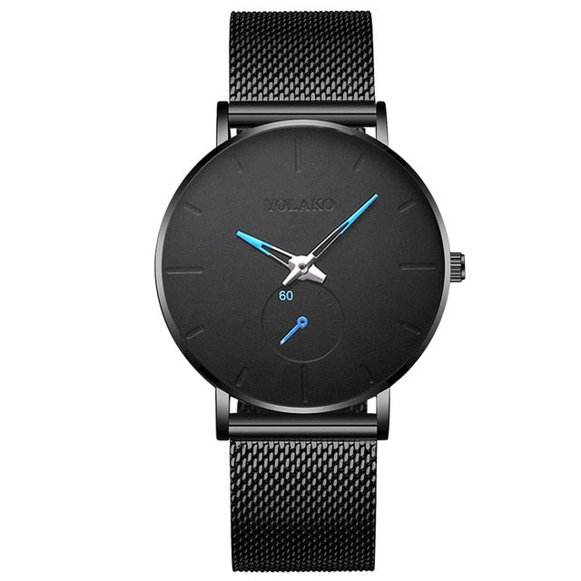 Men Casual Watches Minimalism Brand New Fashion Quartz Casual Stainless Steel Mesh Strap Ultra Thin Business WristWatch