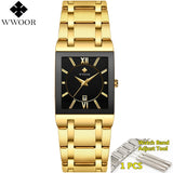 Men Watches Top Brand Luxury WWOOR Gold Black Square Quartz watch men 2019 Waterproof Golden Male Wristwatch Men watches 2019