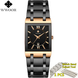 Men Watches Top Brand Luxury WWOOR Gold Black Square Quartz watch men 2019 Waterproof Golden Male Wristwatch Men watches 2019