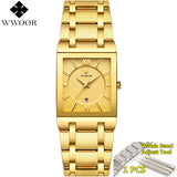 Men Watches Top Brand Luxury WWOOR Gold Black Square Quartz watch men 2019 Waterproof Golden Male Wristwatch Men watches 2019