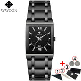 Men Watches Top Brand Luxury WWOOR Gold Black Square Quartz watch men 2019 Waterproof Golden Male Wristwatch Men watches 2019