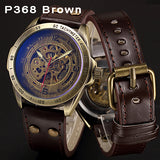 Skeleton Mechanical Watch Automatic Watch Men Steampunk Bronze Transparent Mens Automatic Mechanical Wrist Watches Clock for Man