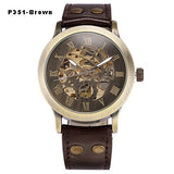 Skeleton Mechanical Watch Automatic Watch Men Steampunk Bronze Transparent Mens Automatic Mechanical Wrist Watches Clock for Man