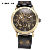 Skeleton Mechanical Watch Automatic Watch Men Steampunk Bronze Transparent Mens Automatic Mechanical Wrist Watches Clock for Man