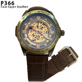 Skeleton Mechanical Watch Automatic Watch Men Steampunk Bronze Transparent Mens Automatic Mechanical Wrist Watches Clock for Man