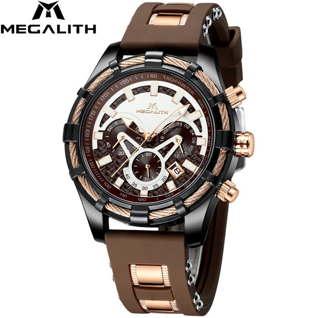 MEGALITH Men Watches Top Brand Luxury Luminous Display Waterproof Watches Sport Chronograph Quartz Wrist Watch Relogio Masculino