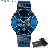 reloj hombre 2019 CRRJU Top Brand Luxury Men Watches Waterproof Ultra Thin Date Wrist Watch Male Mesh Strap Casual Quartz Clock