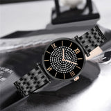 Gypsophila Diamond Design Women Watches Fashion Silver Round Dial Stainless Steel Band Quartz Wrist Watch Gifts relogiosfeminino