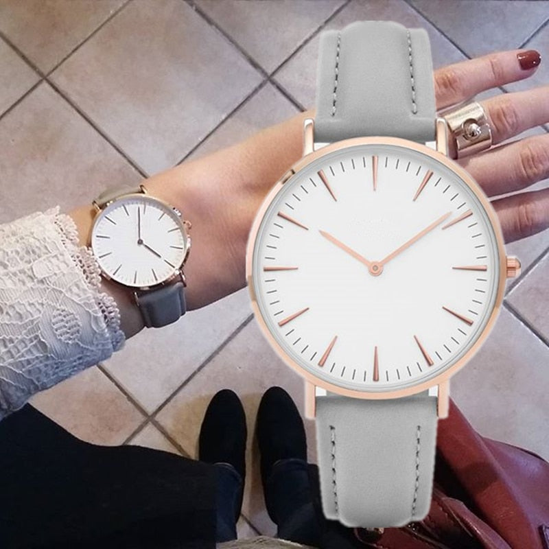 New Fashion Simple Leather Women Watches Ladies Fashion Casual Dress Quartz Watch Female Gift Clock Montre Femme Relojes Mujer