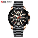 CURREN Watches Men Stainless Steel Band Quartz Wristwatch Military Chronograph Clock Male Fashion Sporty Watch Waterproof 8336