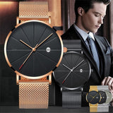 The Latest Simple Men's Stainless Steel Watch Classic Quartz Date Watches Business Casual Mesh Belt Wristwatch Masculine Relogio