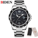 BIDEN Man Watch Stainless Steel Strap Watches Military Watch casual fashion  wristwatches Waterproof Watch man relogio masculino