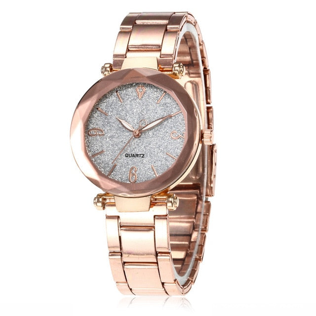 Personality Romantic Women Watches Best Sell Star Sky Dial Clock Luxury Rose Gold Bracelet Wrist Ladies Watches reloj mujer