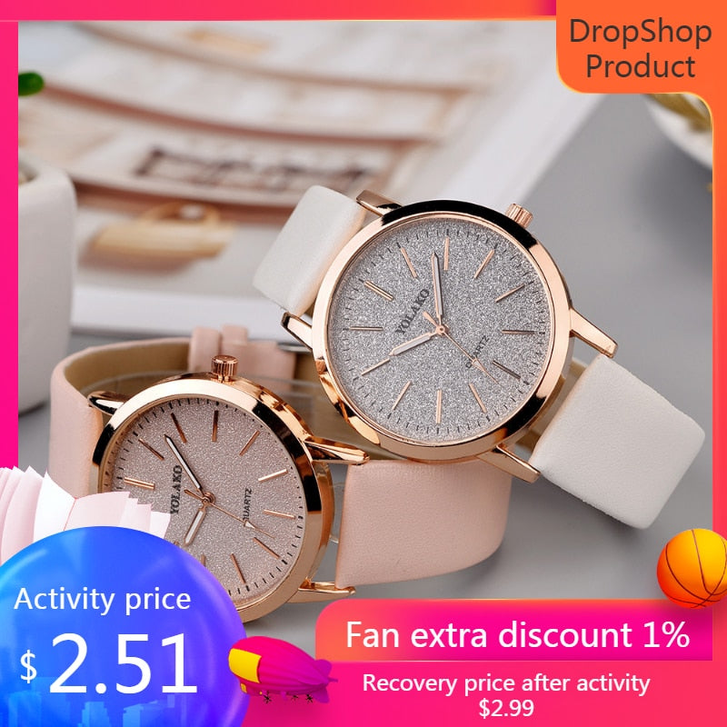 Top Brand High Quality Fashion Womens Ladies Simple Watches Geneva Faux Leather Analog Quartz Wrist Watch clock saat Gift