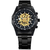 WINNER Official Golden Automatic Watch Men Steel Strap Skeleton Mechanical Skull Watches Top Brand Luxury Dropshipping Wholesale