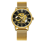 WINNER Official Golden Automatic Watch Men Steel Strap Skeleton Mechanical Skull Watches Top Brand Luxury Dropshipping Wholesale