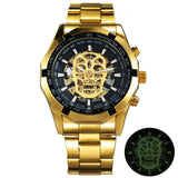 WINNER Official Golden Automatic Watch Men Steel Strap Skeleton Mechanical Skull Watches Top Brand Luxury Dropshipping Wholesale