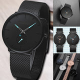 Men Casual Watches Minimalism Brand New Fashion Quartz Casual Stainless Steel Mesh Strap Ultra Thin Business WristWatch