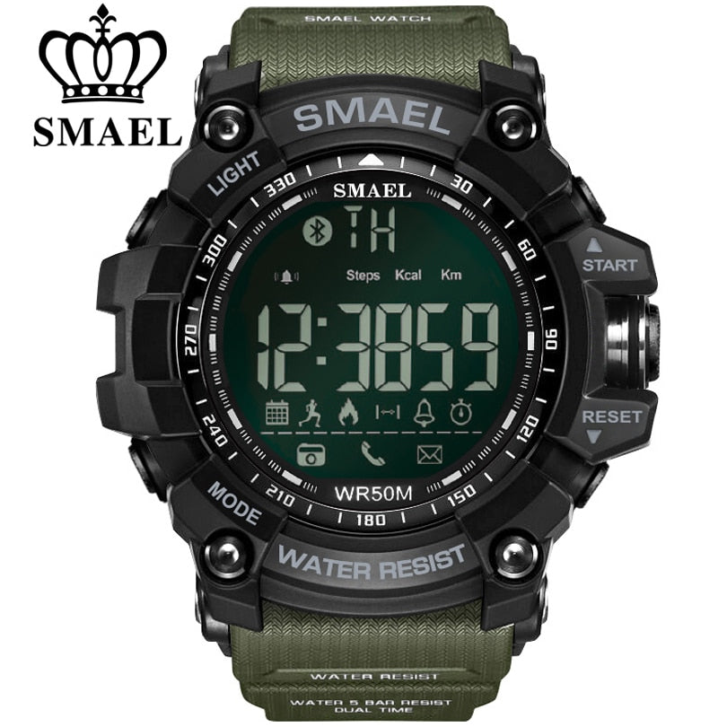 SMAEL Mens Chronograph Watches Sport Male Clock Stop Army Military Watch Men Multifunction Waterproof LED Digital Watch for Man