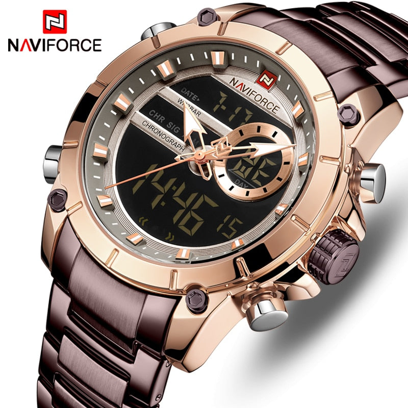 NAVIFORCE Top Brand Men Watches Fashion Bussiness Quartz Watch Mens Military Chronograph Wristwatch Clock Relogio Masculino 9163