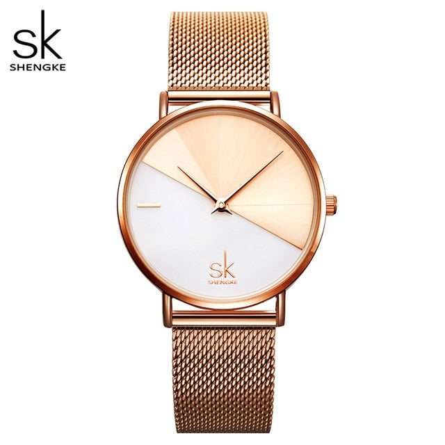 Shengke Women's Watches Fashion Leather Wrist Watch Vintage Ladies Watch Irregular Clock Mujer Bayan Kol Saati Montre Feminino