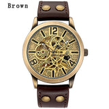 Skeleton Mechanical Watch Automatic Watch Men Steampunk Bronze Transparent Mens Automatic Mechanical Wrist Watches Clock for Man