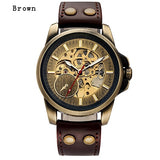 Skeleton Mechanical Watch Automatic Watch Men Steampunk Bronze Transparent Mens Automatic Mechanical Wrist Watches Clock for Man