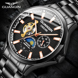 GUANQIN 2019 automatic watch clock men waterproof stainless steel mechanical top brand luxury skeleton watch relogio masculino