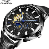 GUANQIN 2019 automatic watch clock men waterproof stainless steel mechanical top brand luxury skeleton watch relogio masculino