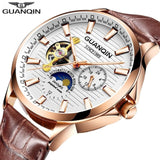 GUANQIN 2019 automatic watch clock men waterproof stainless steel mechanical top brand luxury skeleton watch relogio masculino