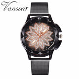 Fashion Women Rose Gold Flower Rhinestone Wrist Watches Luxury Casual Female Quartz Watch Relogio Feminino Drop Shipping