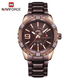 NAVIFORCE Luxury Brand Mens Sport Watch Gold Full Steel Quartz Watches Men Date Waterproof Military Clock Man relogio masculino