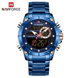 New NAVIFORCE Men Military Fashion Watch Gold Quartz Wristwatch Steel Waterproof Dual Display Male Clock Watch Relogio Masculino