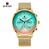 2019 New Fashion Color Bright Glass Watch Men Top Luxury Brand Chronograph Men's Stainless Steel Business Clock Men Wrist Watch