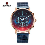 2019 New Fashion Color Bright Glass Watch Men Top Luxury Brand Chronograph Men's Stainless Steel Business Clock Men Wrist Watch