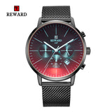 2019 New Fashion Color Bright Glass Watch Men Top Luxury Brand Chronograph Men's Stainless Steel Business Clock Men Wrist Watch