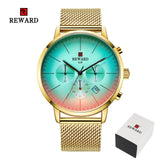 2019 New Fashion Color Bright Glass Watch Men Top Luxury Brand Chronograph Men's Stainless Steel Business Clock Men Wrist Watch