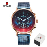 2019 New Fashion Color Bright Glass Watch Men Top Luxury Brand Chronograph Men's Stainless Steel Business Clock Men Wrist Watch