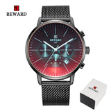 2019 New Fashion Color Bright Glass Watch Men Top Luxury Brand Chronograph Men's Stainless Steel Business Clock Men Wrist Watch