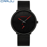 CRRJU Fashion Watch Men Waterproof Slim Mesh Strap Minimalist Wrist Watches For Men Quartz Sports Watch Clock Relogio Masculino