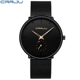 CRRJU Fashion Watch Men Waterproof Slim Mesh Strap Minimalist Wrist Watches For Men Quartz Sports Watch Clock Relogio Masculino