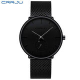 CRRJU Fashion Watch Men Waterproof Slim Mesh Strap Minimalist Wrist Watches For Men Quartz Sports Watch Clock Relogio Masculino