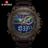 New NAVIFORCE Men Military Fashion Watch Gold Quartz Wristwatch Steel Waterproof Dual Display Male Clock Watch Relogio Masculino