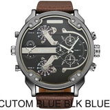 OULM Sports Quartz Watch Men Big Case Military Mens Watches Top Brand Luxury Canvas Strap 2 Time Zone Fashion Casual Wristwatch