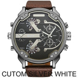 OULM Sports Quartz Watch Men Big Case Military Mens Watches Top Brand Luxury Canvas Strap 2 Time Zone Fashion Casual Wristwatch