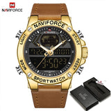 NAVIFORCE New Men Watch Top Luxury Brand Leather Waterproof Sport Men Watches Quartz Analog Digital Watch Male Relogio Masculino