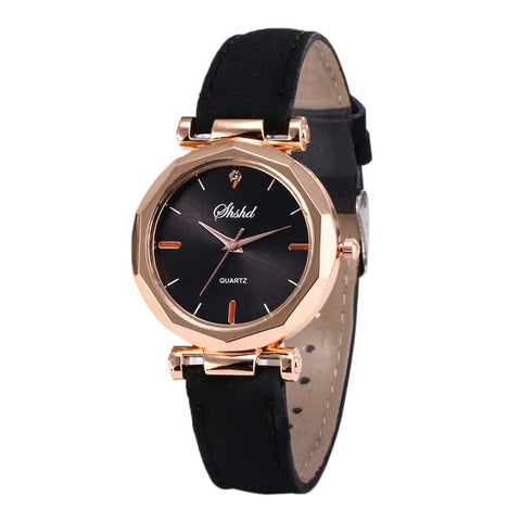 Hot Festival Gift Women Leather Watch Casual Luxury Analog Quartz Crystal Wristwatch Reloj de dama free shipping Drop Shopping W