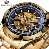 Forsining 2017 Silver Stainless Steel Waterproof Mens Skeleton Watches Top Brand Luxury Transparent Mechanical Male Wrist Watch